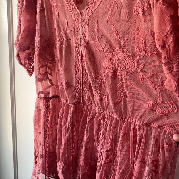 Rose Pink Lace Short sleeve Top - Lane Bryant - Picture 4 of 8